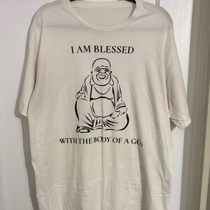 Cream Graphic T-Shirt with Buddha Print